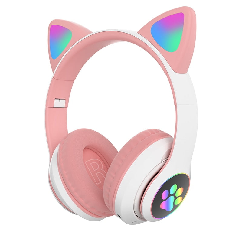 Cat Ear Headphones Bluetooth 5.0 Bass With Mic Earphones
