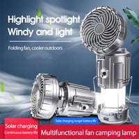 Multi-function Portable Outdoor LED Camping Lantern With Fan. Light Solar Rechargeable